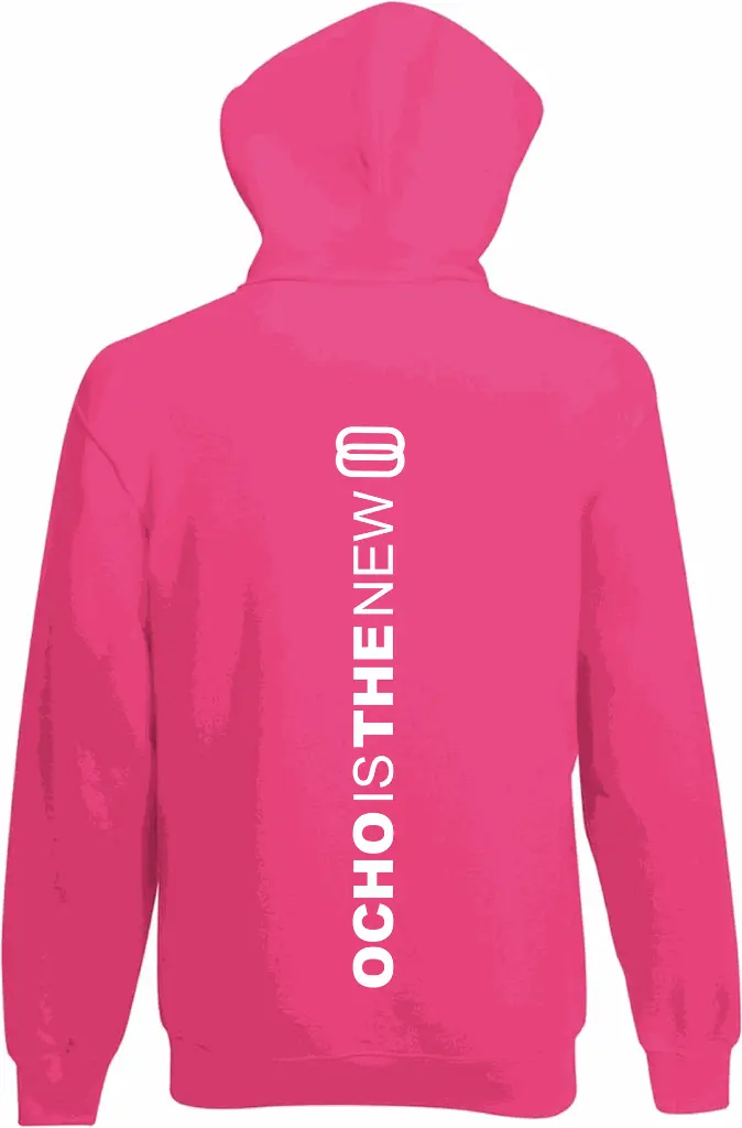 Hoodie volwassenen HotPink - JH001 - achterkant bedrukt.webp
