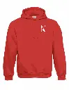 Hoodie rood volwassenen K linker borst - wit.webp