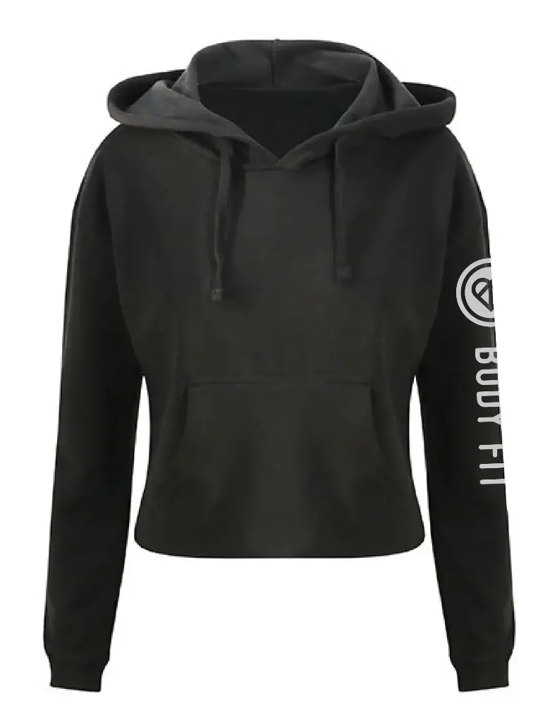 Cropped Hoodie - Body Fit - Dames - Zwart
