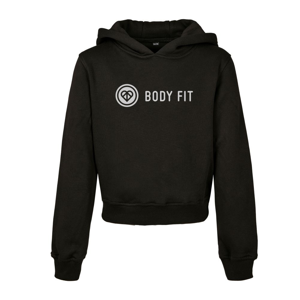 Cropped Hoodie - Body Fit - Kids - Zwart