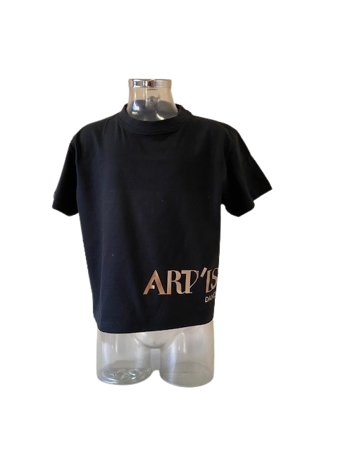 Cropped T-shirt - Art'is - Kids - Zwart