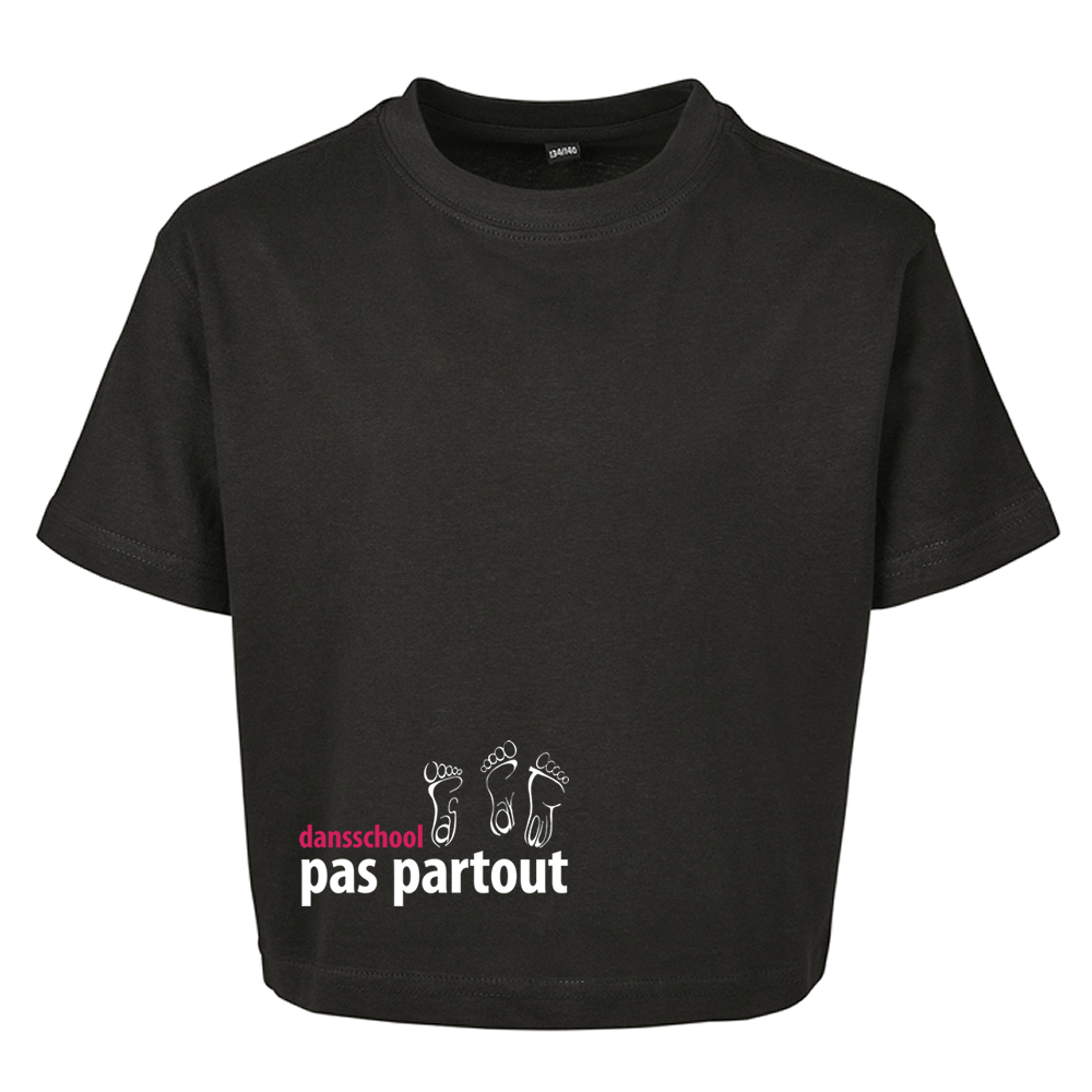 Cropped T-shirt - Pas Partout - Kids - Zwart
