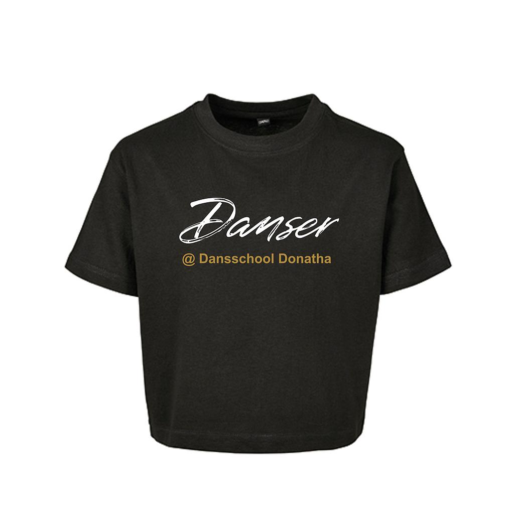 Cropped T-shirt - Donatha - Kids - Zwart