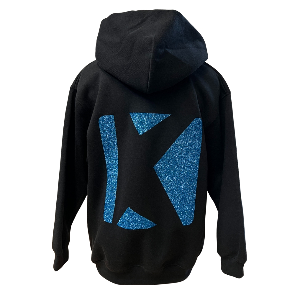 Kids - Hoodie - K!dans - Zwart met glitter blauwe print