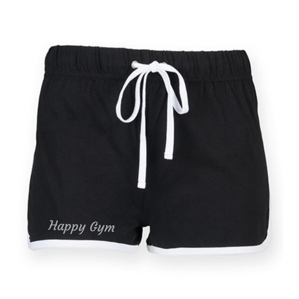 Retro shortje - Happy Gym - Volwassenen - Zwart/Wit