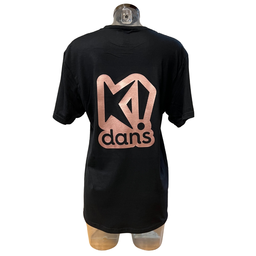 Volwassenen - T-shirt - K!dans - Zwart met K!Dans Rosé goud