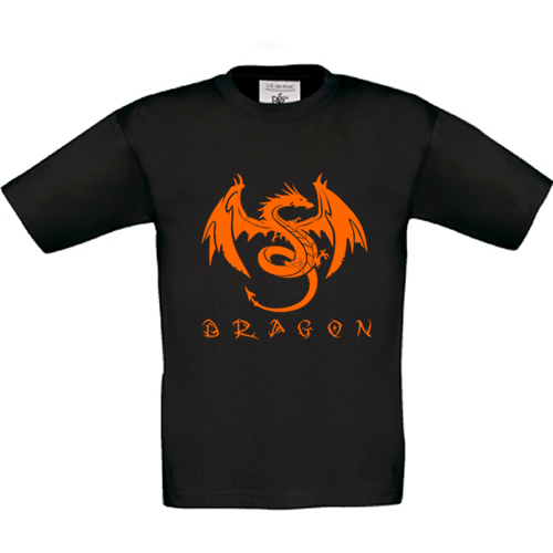 T-shirt 'Dragon' - Jedagro - Volwassenen - Zwart