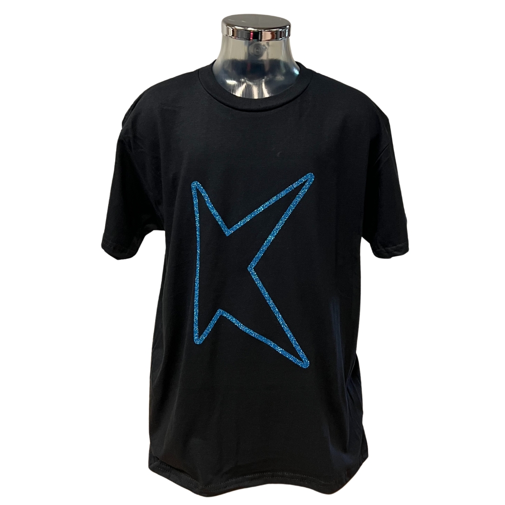 Kids - T-shirt - K!dans - Zwart met glitter blauwe K