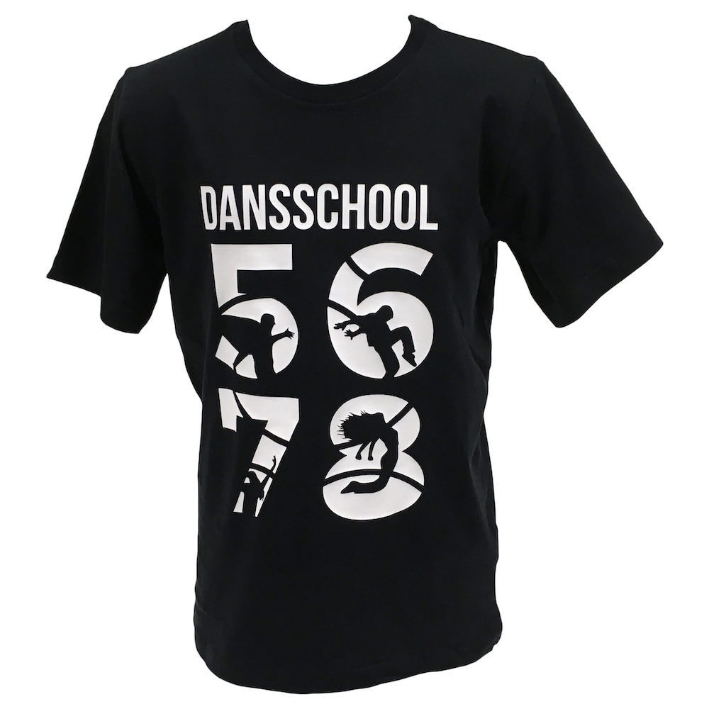 T-shirt 5678 - Kids - Zwart - Witte bedrukking