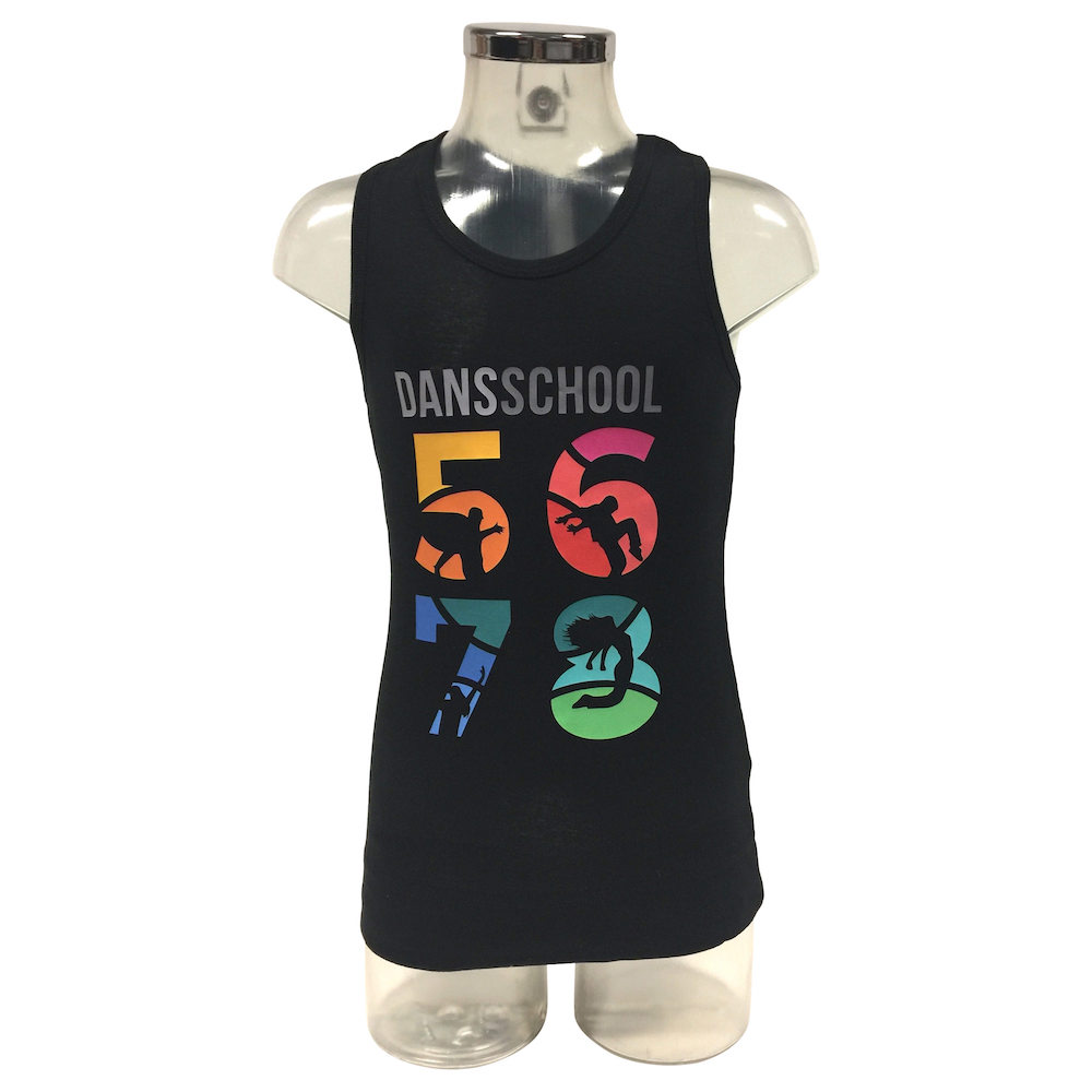 Topje 5678  - Kids - Zwart - Kleurige bedrukking 