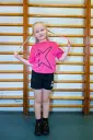 Kids - T-shirt -  K!dans - Roze met K zwarte glitter