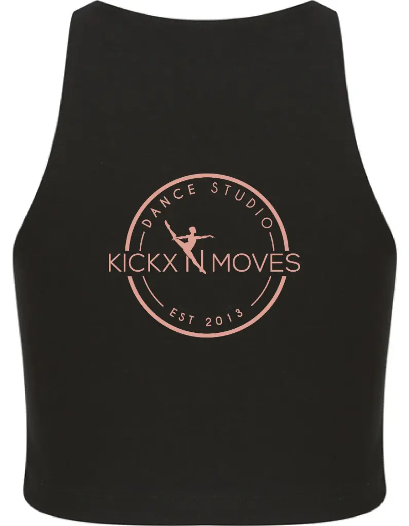Croptop - Kids - Kickx N Moves- Zwart - Rosegold logo