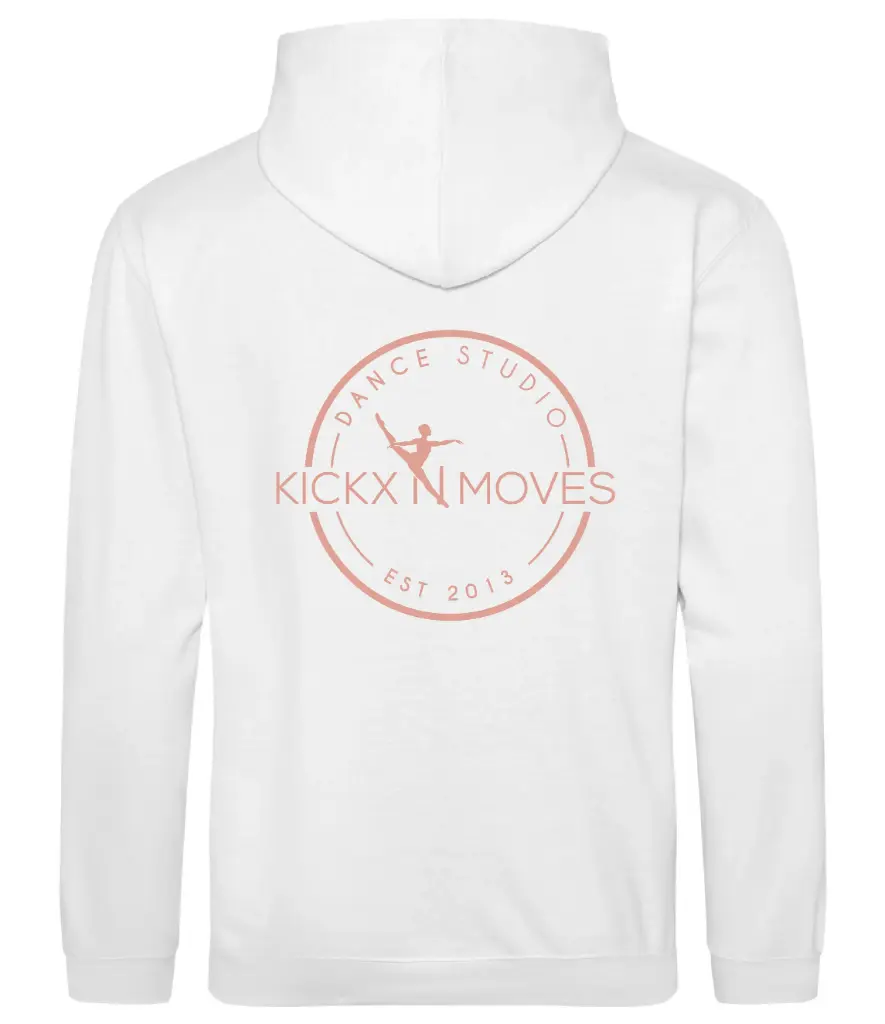 Hoodie - Volwassenen - Kickx N Moves- Wit - Rosegold logo