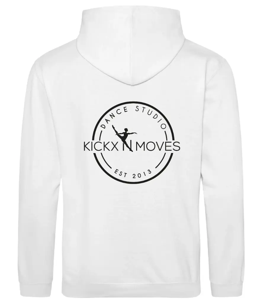Hoodie - Volwassenen - Kickx N Moves- Wit - Zwart logo