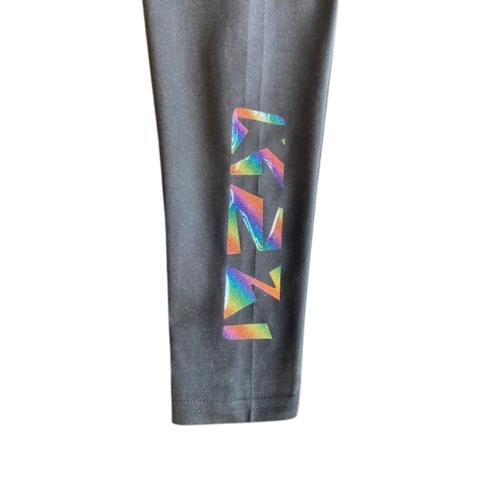 Legging - K!dans - Kids - Zwart met glitter regenboog print