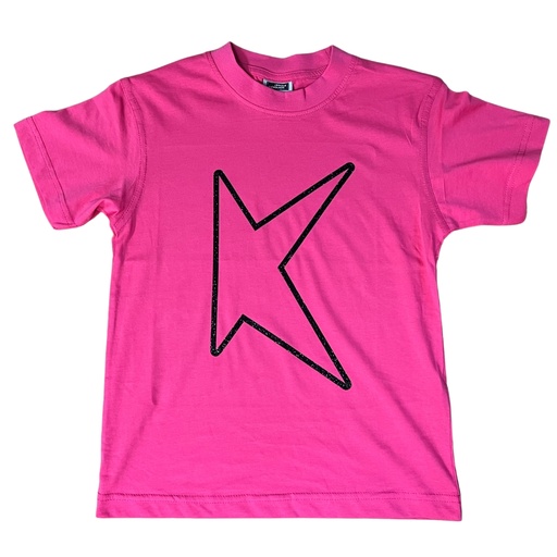 Kids - T-shirt -  K!dans - Roze met K zwarte glitter