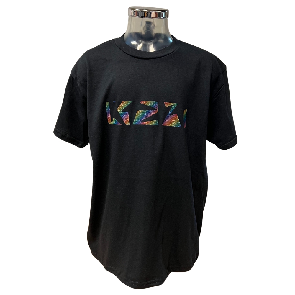 T-shirt - K!dans - Kids - Zwart met 4 K glitter regenboog