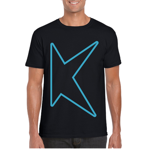 Volwassenen - T-shirt - K!dans - Zwart met mat blauwe K