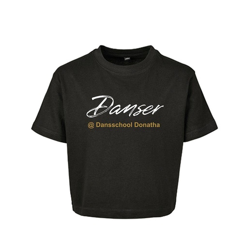 Cropped T-shirt - Donatha - Kids - Zwart
