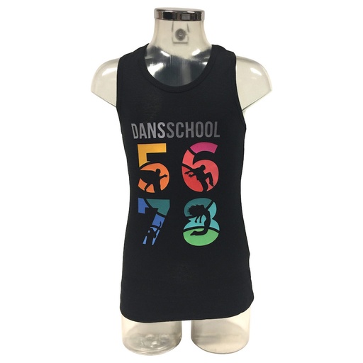 Topje 5678  - Kids - Zwart - Kleurige bedrukking 