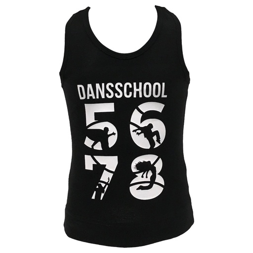 Topje 5678 - Kids - Zwart - Witte bedrukking