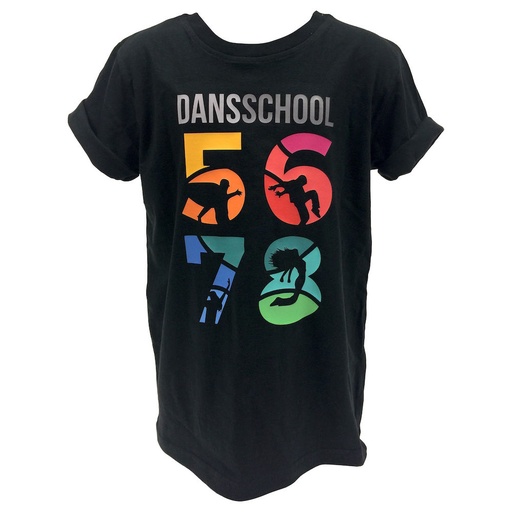 T-shirt 5678 - Kids - Zwart - Kleurige bedrukking