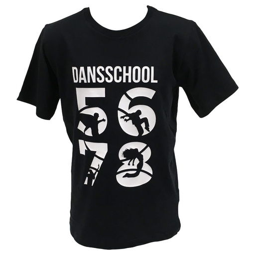 T-shirt 5678 - Kids - Zwart - Witte bedrukking