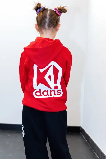 Kids - Hoodie - K!dans - Rood met witte bedrukking 