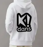 Volwassenen - Hoodie - K!dans - Wit met zwarte bedrukking