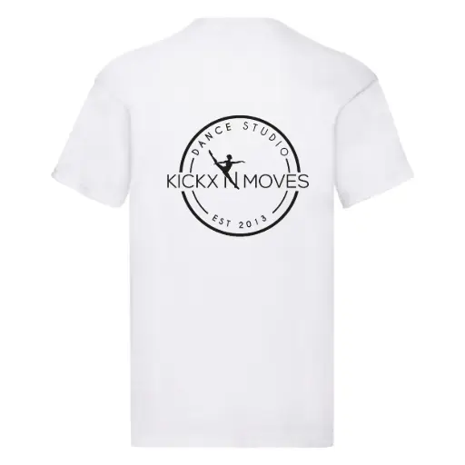 T-shirt - Kids - Kickx N Moves- Wit - Zwart logo