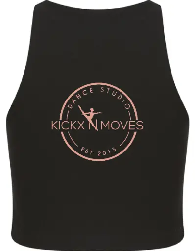 Croptop - Volwassenen - Kickx N Moves- Zwart - Rosegold logo