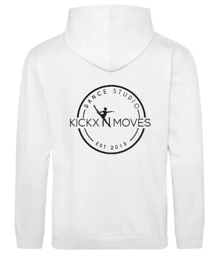 Hoodie - Volwassenen - Kickx N Moves- Wit - Zwart logo