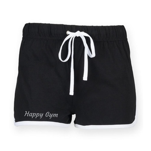 Retro shortje - Happy Gym - Volwassenen - Zwart/Wit