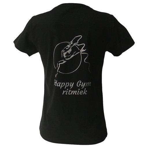 T-shirt - Happy Gym - Dames - Zwart