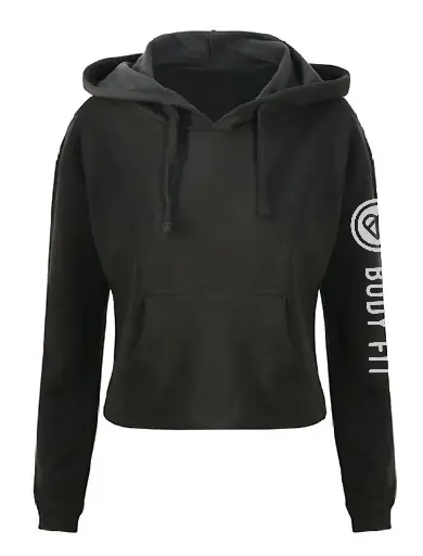 Cropped Hoodie - Body Fit - Dames - Zwart